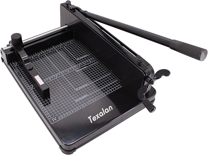 Heavy Duty Guillotine Paper Cutter - 400 Sheets Capacity, A4 12" Stack Paper Trimmer, Steel Base, Black