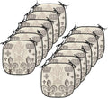 Lunarable Fleur De Lis Chair Cushion Pads Set 12, Heraldic Pattern Royal Flower and Crowns Tiara Coat of Arms Knight, Anti-Slip Seat Padding for Kitchen & Patio, 16"x16", Beige Taupe and Ivory