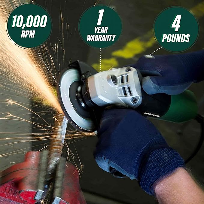 Metabo HPT 4-1/2-Inch Angle Grinder, Includes 5 Grinding Wheels & Hard Case, 6.2-Amp Motor, Compact & Lightweight, G12SR4 (Pack of 3)