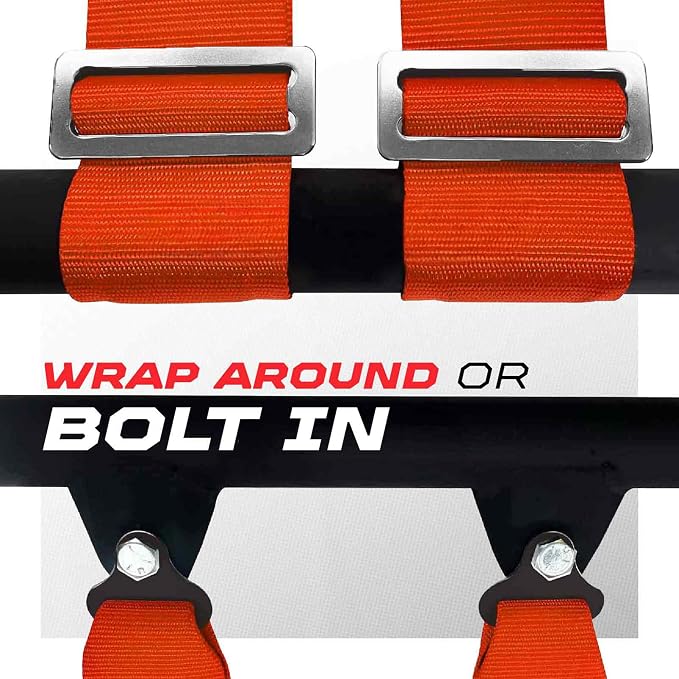 1pc Orange 5 Point Harness for Bucket Seat, Latch Release, 9 Color Options, Racing Harness 5 point, Race Car, UTV, RZR [6009A3]
