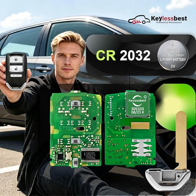 2 Keylessbest Replacement for 2015 2016 2017 Honda Fit EX EX-L EX-LN HR-V Key Fob Remote Control KR5V1X 3 Buttons 313.8MHz