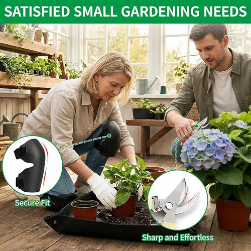 10 Pcs Gardening Tool Set - Heavy Duty Garden Kit with Stainless Steel Pruning Shears, Trowel Garden Tool, Kneeling Pads, Repotting Mat - Garden Tote, Ideal Gardening Gifts for Women and Men