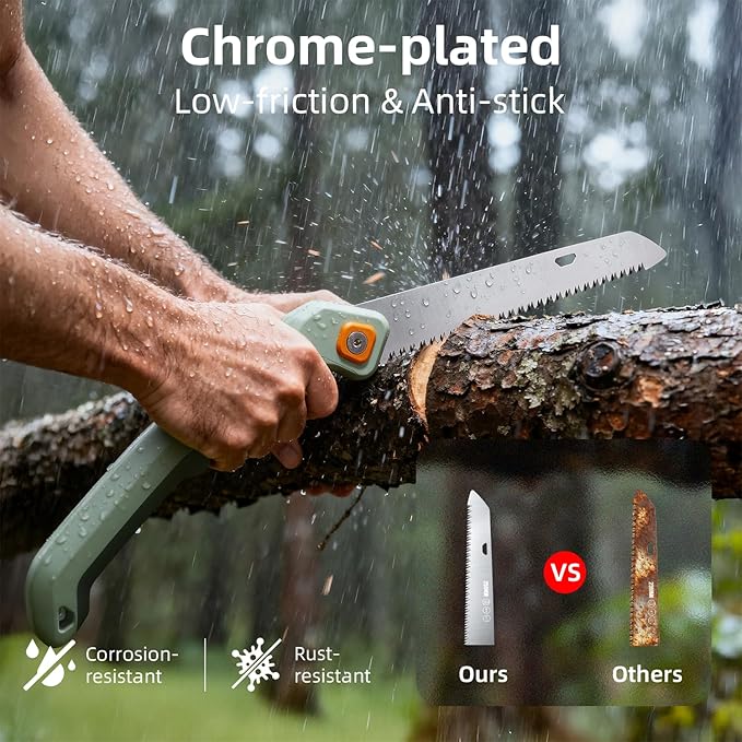 PrunePro Folding Hand Saw 9.5 Inch SK5 Blade for Tree Trimming Gardening Camping | 3 Adjustable Cutting Angles | Sharp Triple-Cut Blade | Ergonomic Non-Slip Grip | Foldable Pruning Wood Cutting Saw