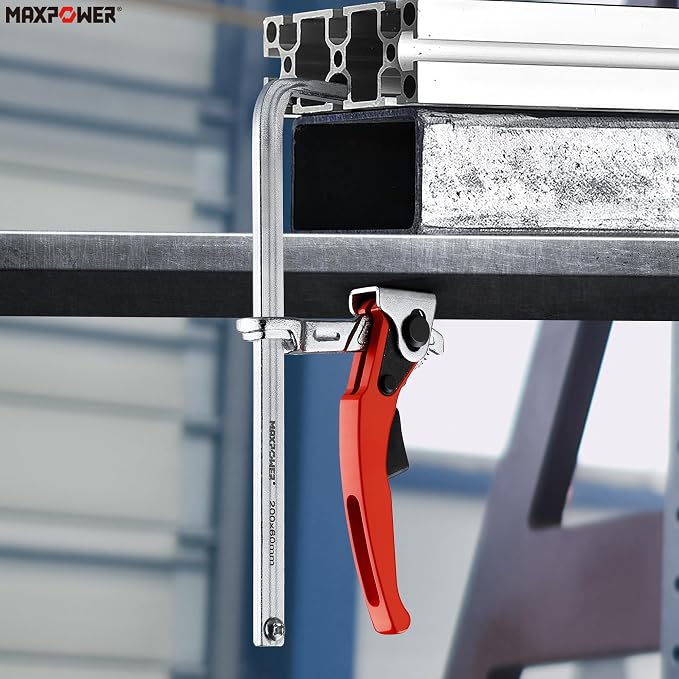 MAXPOWER Ratcheting Table Clamp, Quick Release Clamp For MFT and Guide Rail System, Bar Clamp with 7 7/8" Capacity x 2 3/8" Throat Depth, 530 lbs Clamping Force - 2 Pack