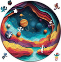 MEATRN Space Jigsaw Puzzles for Adults - Unique Shaped Solar System Planets Wooden Puzzles, Fun Galaxy Family Puzzles Game for Adults and Kids, Educational Gift for Teenager, 200 Pieces, 11.2x11.2 in