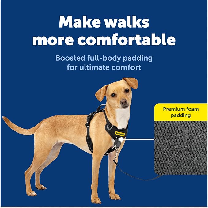 PetSafe Easy Walk Comfort No Pull Dog Harness, Black, Extra Small | Stops Pulling on First Use with Front Martingale Loop, Full-Body Padding, 5-Point Adjustable Fit