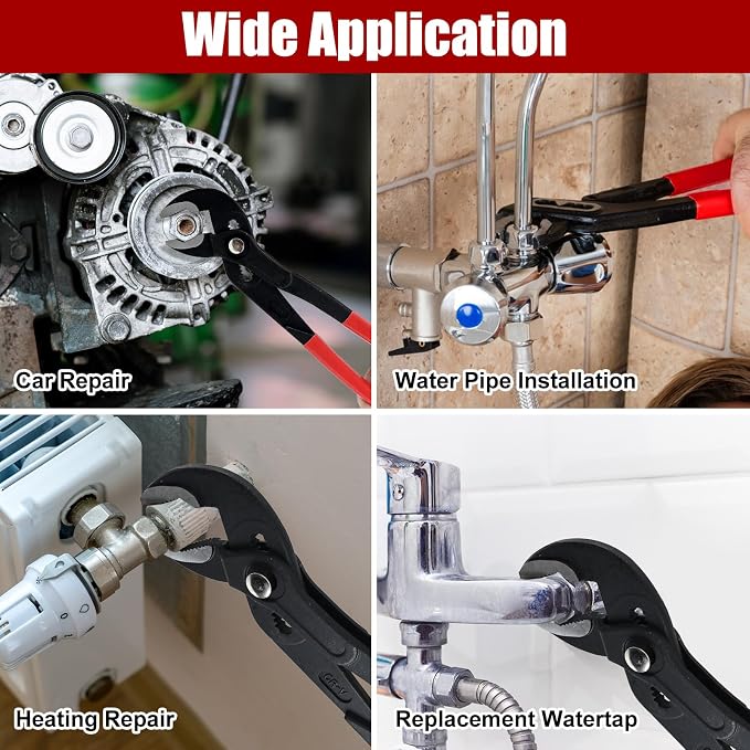 HighFree 3PCS Water Pump Pliers Set 7Inch, 10Inch, 12Inch, Tongue and Groove Pliers Set Quick Adjustment by Pressing and Sliding Grips Any Shaped Object