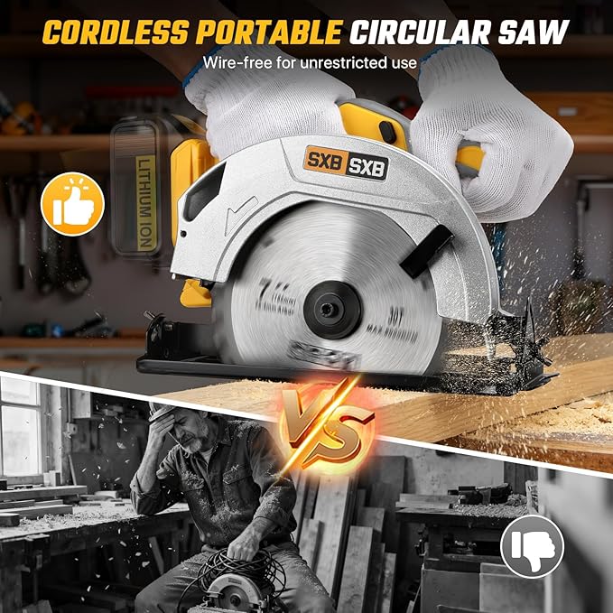 Circular Saw for De-Walt 20V Max Battery, 7-Inch Brushless Cordless Circular Saw, 8000 RPM, 0-45° Bevel, Power Tool for Wood PVC Cutting (Battery Not Included)