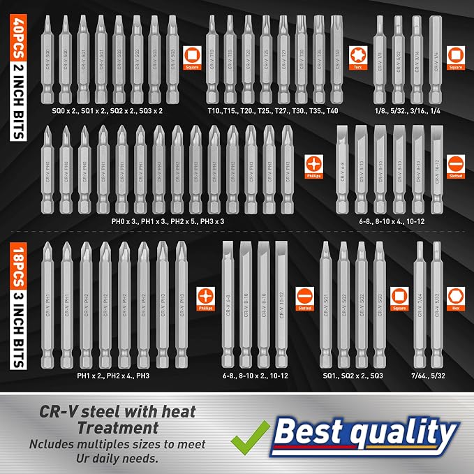 Amartisan 258-Piece Ultimate Screwdriver Bit Set,Chrome Vanadium Steel Driver Bit Set, Security bit set, Includes Bits Holder, Nut Driver, etc (Orange)