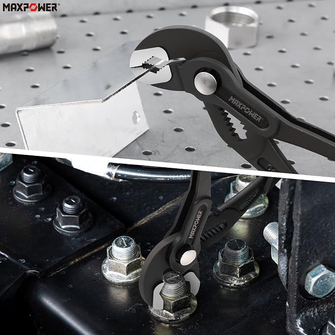 MAXPOWER 10 inch Water Pump Pliers, Jaw Open 1.2 inch, Push Button Quick Adjustment Tongue and Groove Pliers