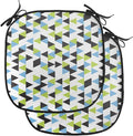 Lunarable Geometric Chair Cushion Pads Set of 2, Abstract Patterns Triangles Geometry in Contrasting Colors, Anti-Slip Seat Padding for Kitchen & Patio, 16"x16", Avocado Green Pale Blue