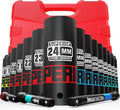 18 Piece 1/2" Drive Impact Socket Set, 10 mm - 24 mm Deep Socket, with Extension Bars:3-inch, 5-inch, 10-inch, Metric, 6-Point, CR-V Steel, Automotive Maintenance, Machinery Manufacturing