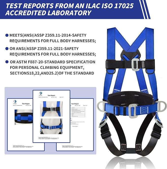DIJJIG Full Body Safety Harness Kit OSHA/ANSI Compliant for Roofing | Includes internal shock-absorbing lanyard, orange harness for construction, durable and ready for fall protection