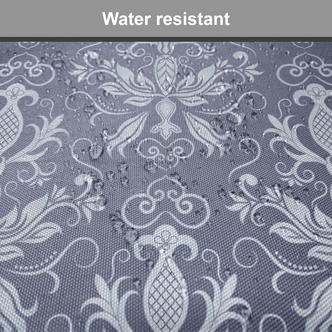 Lunarable Damask Chair Seating Cushion Set of 8, Medieval Repetitive Pattern with Flourish Ornaments, Anti-Slip Seat Padding for Kitchen & Patio, 16"x16", Purpleblue Ceil Blue