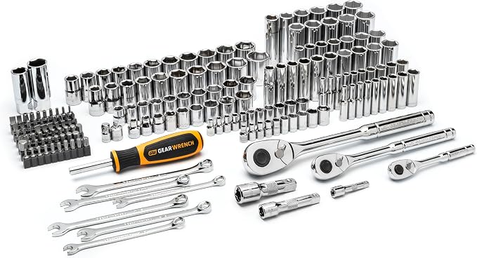 GEARWRENCH 185 Piece 1/4”, 3/8” & 1/2" Drive 72-Tooth SAE/Metric Mechanics Hand Tool Set