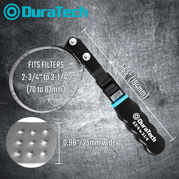 DURATECH 3-Piece Swivel Oil Filter Wrench Set, Oil Filter removal tool fits filters 2-3/4" to 4-3/8", Perfect for Car Repair Tools