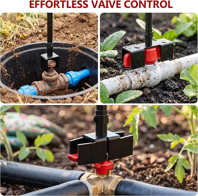 Ball Valve Wrench and Water Valve Key, Adjustable Handle from 16.3- 43.3in | 3Pcs Replaceable Wrench Fit For Ball Valve Water Meters, Check Backflow Preventer, Fire Protection Riser or Irrigation System