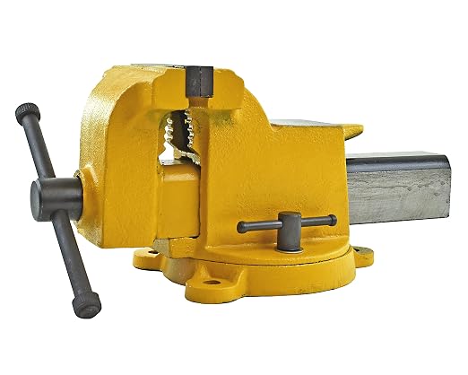 Yost Vises 908-HV All Steel Combination Vise | 8 Inch Jaw Width Pipe and Bench Vise |Secure Grip with Swivel Base | Made of Structural Cast Steel | High Visibility Safety Yellow