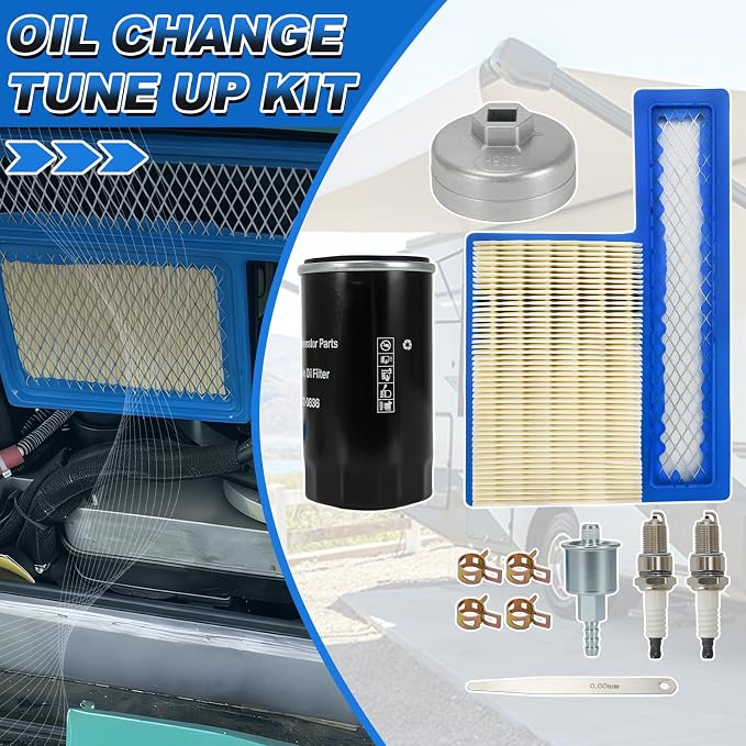 Oil Change Tune Up Kit Includes 122-0836 Oil Filter, 140-3116 Air Filter, 149-2341-01 Fuel Filter, 167-1638 Spark Plug, Fit For Onan RV QG Generators 5500 7000,HGJAA HGJAB HGJAC Maintenance Kit