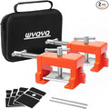 2 Pack Cabinet Clamps with Protective Case & Drill Bit - Heavy Duty Face Frame Clamps for Woodworking, Cabinetry, DIY - Orange Alignment Claw Clamp (Includes Extended Drill Bit)