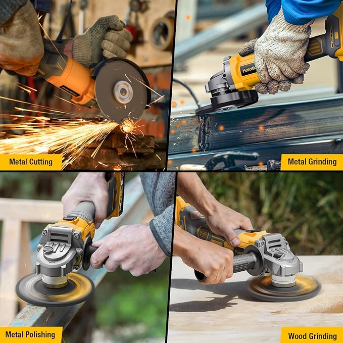 Angle Grinder Cordless for Dewalt 20V Max Battery, Brushless, 4 1/2" Cordless Grinder, Variable Speed, Powerful 20V Angle Grinder Tool for Grinding Polishing Cutting (Battery Not Included)