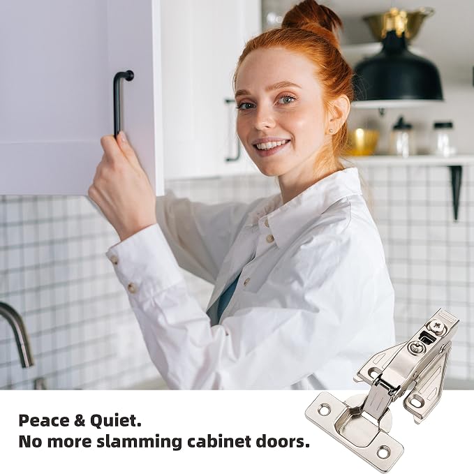 DecoBasics (20 PCS) Full Overlay Soft Close Cabinet Hinges for Kitchen Cabinets - 105° Face Frame Concealed Cabinet Door Hinge -3 Way Adjustability -Clip on Plate & Matching Screw 4 Easy Installation