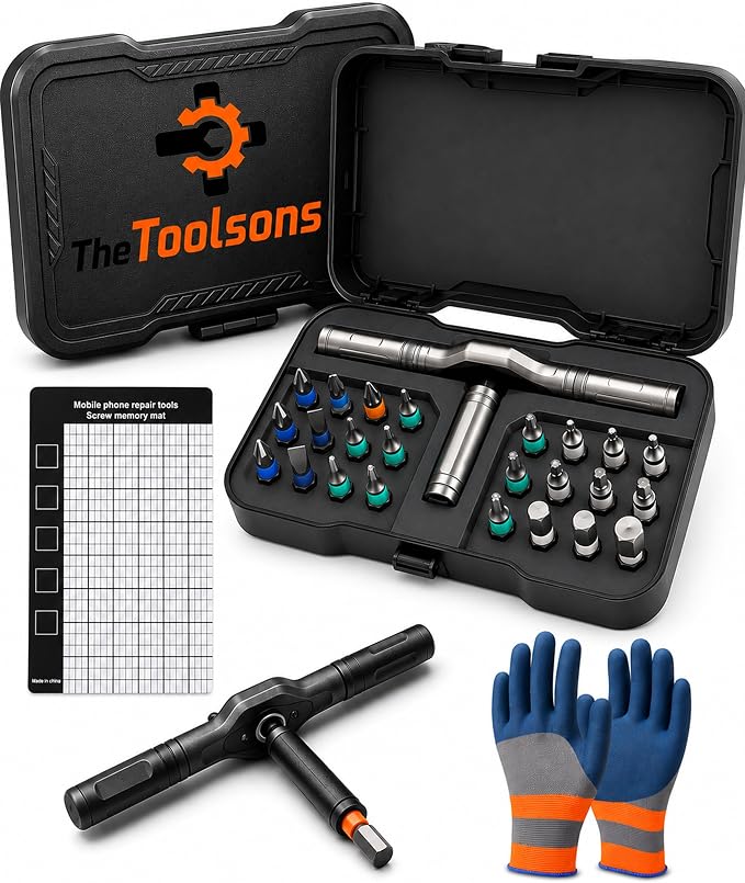 Multi Tool Set, 24 in 1 S2 Steel Magnetic Screwdriver Sets, High Torque with DIY Detachable T Ratchet Handle, Precision Repair for Furniture Assembly, Electrical Appliance, Bicycle (24-IN-1)