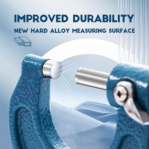 Dasqua Outside Micrometer, 0-1" Range, 0.0001" Accuracy Industrial Tools, Carbide-Tipped, Stainless Steel Precision Machinist Tools