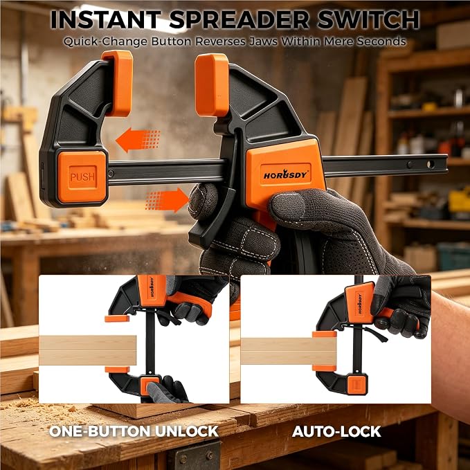 3-Pack Wood Clamps for Woodworking, 2-Piece 12" Bar Clamps with Clamp Connector, Quick-Release Wood Clamps with 150 LBS Load Limit, Wood Clamp Set for Woodworking, Gluing & DIY Projects