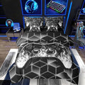 Gaming Consoles Bed in a Bag Queen Comforter Set 7 Piece,Neon Geometric Video Game Bedding Set,3D Geometric Gamer Sheet Set Grey Flame Bed Set,Gamer Decor for Boys Bedroom Decor Gamer Gifts