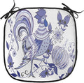 Lunarable Gallus Chair Cushion Pad, Floral Pattern with Flowers and Birds Feathers Wings Leaf Ornament Folk Art, Seat Padding for Kitchen & Patio with Anti-Slip Backing, 16"x16", Violet Blue White