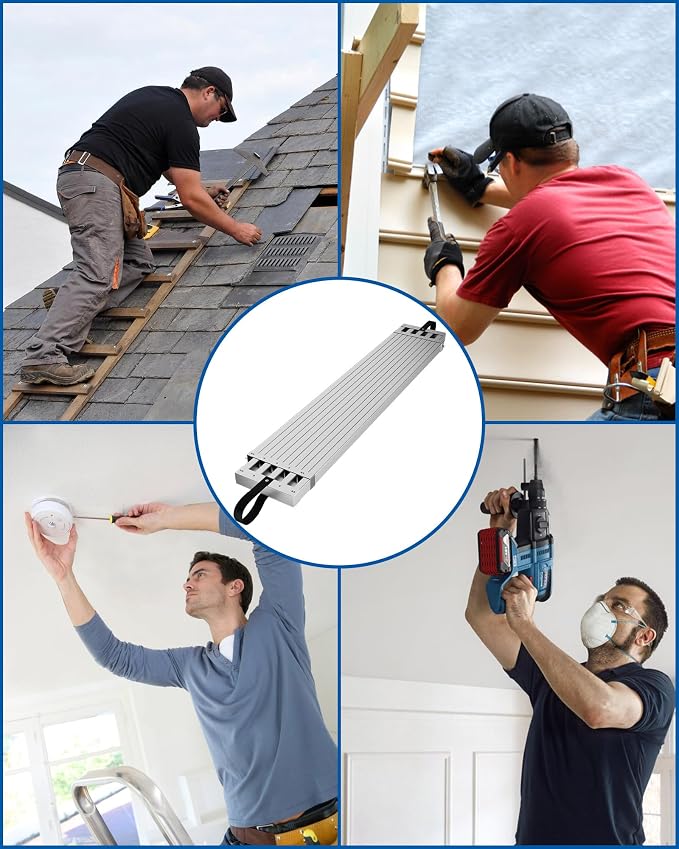 8-13 ft Telescoping Plank, Aluminum Work Plank, 440 LBS Capacity, Heavy-Duty Aluminum Scaffolding Extension Plank with Skid-Proof Platform Scaffold Ladder Accessory