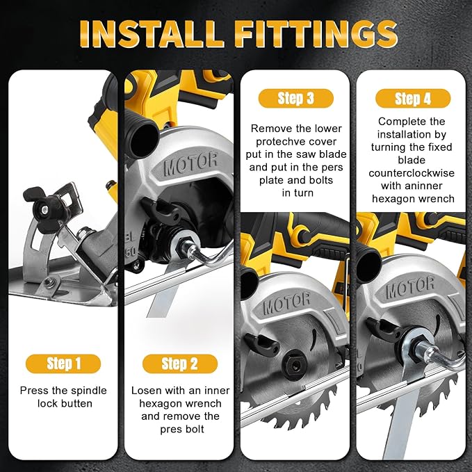 6 Inch Circular Saw Compatible with Dewalt 20V Max Battery(No Battery), Brushless Round Saw Kit, 0-45° Cutting Bevel, 6200 RPM, Idea for Wood Plastic Soft Metal