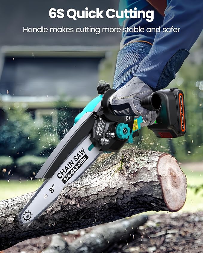 8" Electric Pole Saws for Tree Trimming,Brushless Mini Chainsaw Cordless with Extension Pole 2 Batteries, Battery Powered Hand Held Chain Saw Pole Pruner for Cutting Tree Limbs, Gifts for Mother's Day