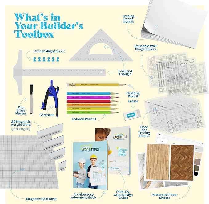 Dan&Darci Architecture Kit for Kids - 8 9 10 11 12 Year Old Girl Gifts - Boys Toys Age 8-10 - STEM Toys for Ages 8-13 - 12 Year Old Boy Birthday Gift for Girls - Architect Home Model Kit