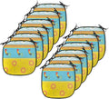 Lunarable Gallus Chair Cushion Pads Set 12, Rooster Pattern with Sunflowers Summer Greenery Sky Floating Clouds Clipart, Anti-Slip Seat Padding for Kitchen & Patio, 16"x16", Earth Yellow Blue