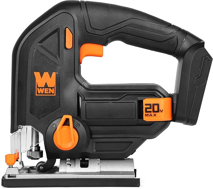 WEN Cordless Jigsaw, Variable Speed with 20V Max 2.0 Ah Lithium Ion Battery and Charger (20661)