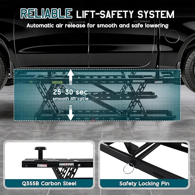 Albott 8000 LBS Portable Car Lift for Home Garage, Heavy-Duty Q355B Steel Vehicle Lift, Adjustable Height up to 27.4", 25–30s Fast Cycle, Locking Levers, Extension Plate, Foldable with Wheels