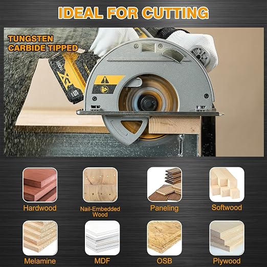 7-1/4 Inch Circular Saw Blade, 24T for Framing with 5/8" Arbor, Fast Wood Cutting, 10-Pack