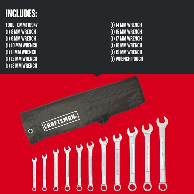 CRAFTSMAN Metric Combination Wrench Set, 11-Piece (CMMT10947)