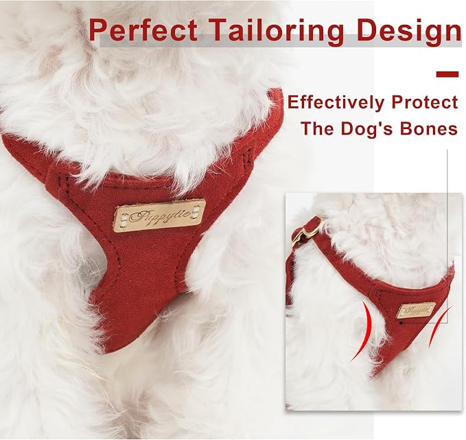 Puppytie Dog Harness and Leash Set, Red Hawthorn, M (16.5-31 lbs) | Harness Small Size Dog, Dog Leash for Small Dogs, Soft Lightweight and Adjustable, Small Dog Harness for Daily Walks