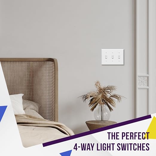 ENERLITES 4-Way Toggle Light Switch, Four Way, Side Wiring, Copper Wire Only, Grounding Screw, Residential Grade, 15A 125VAC 60Hz, UL Listed, 84150-W-10PCS, White 10 Pack