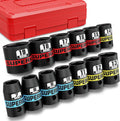 13 Piece 3/8" Drive Impact Socket Set, 7 mm-19 mm Shallow Socket, Metric, 6 Point, CR-V, Automotive Motorcycle and Bicycle Maintenance, Machinery Manufacturing