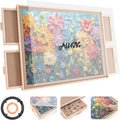 ALL4JIG 1000 Piece Rotating Puzzle Board with 4 Drawers 20.94"x28.74"Portable Wooden Jigsaw Puzzle Table for Adults,Lazy Susan Spinning Puzzle Boards Birthday Gift for mom,Surface for Lego Building