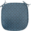 Lunarable Damask Blue Chair Seating Cushion, Repetition with Rococo Inspired Royal Style Ornamental Pattern, Anti-Slip Seat Padding for Kitchen & Patio, 16"x16", Dark Grey and Turquoise