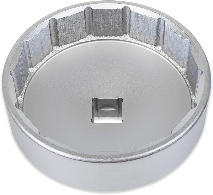 Tool Guy Republic Forged Matte Chrome Vanadium Oil Filter Wrench Socket for Volkswagen, Mercedes Benz, VW, Audi, Porsche, Mazda, Sprinter Type Oil Filter Housings - 74mm 14 Flats
