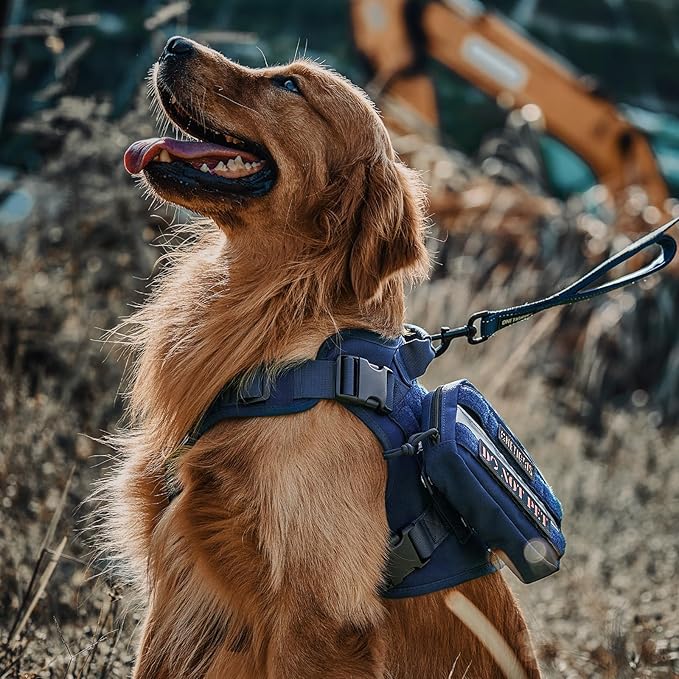OneTigris Tactical Dog Harness Vest No-Pull Service Dog Vest for Small Dogs | 1000D Pullable Nylon, with Control Handle and Hook & Loop Panels, Easy On & Off, Adjustable for Walking Training Blue XXS