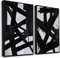 Zessonic Black And White Abstract Wall Art - Black Painting Stroke Graffiti Artwork for Living Room, Bedroom, Office Decor,16" x 24" x 2