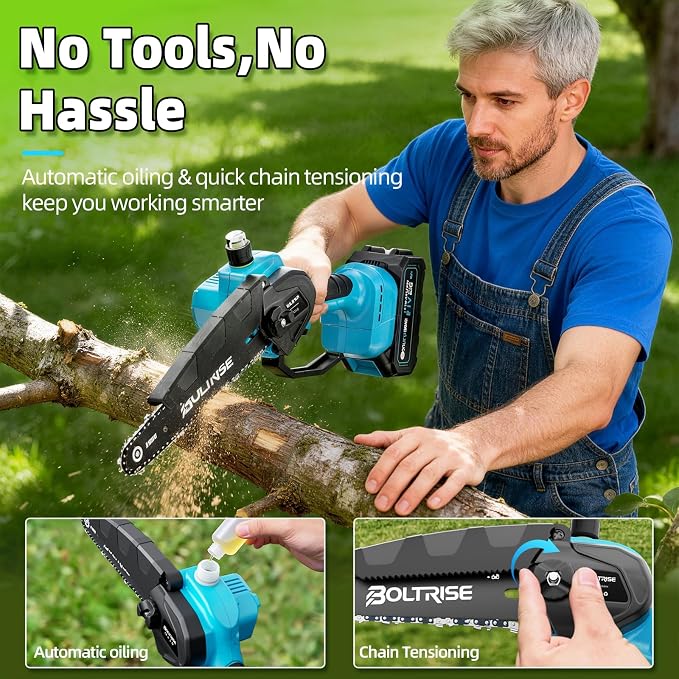 3-in-1 Electric Pole Saws for Tree Trimming, 8 Inch & 6 Inch Mini Chainsaw Cordless with 2x4.0 Ah Battery, Battery Powered Pole Chain Saw, 16 Ft Reach, Telescopic Chainsaw Tree Trimmer Branch Cutter