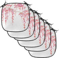 Lunarable Flower Chair Cushion Pads Set of 6, Cherry Blossom Trees Branch Springtime Happy Vacation Traveling Destinations, Anti-Slip Seat Padding for Kitchen & Patio, 16"x16", Pink Cocoa Purple